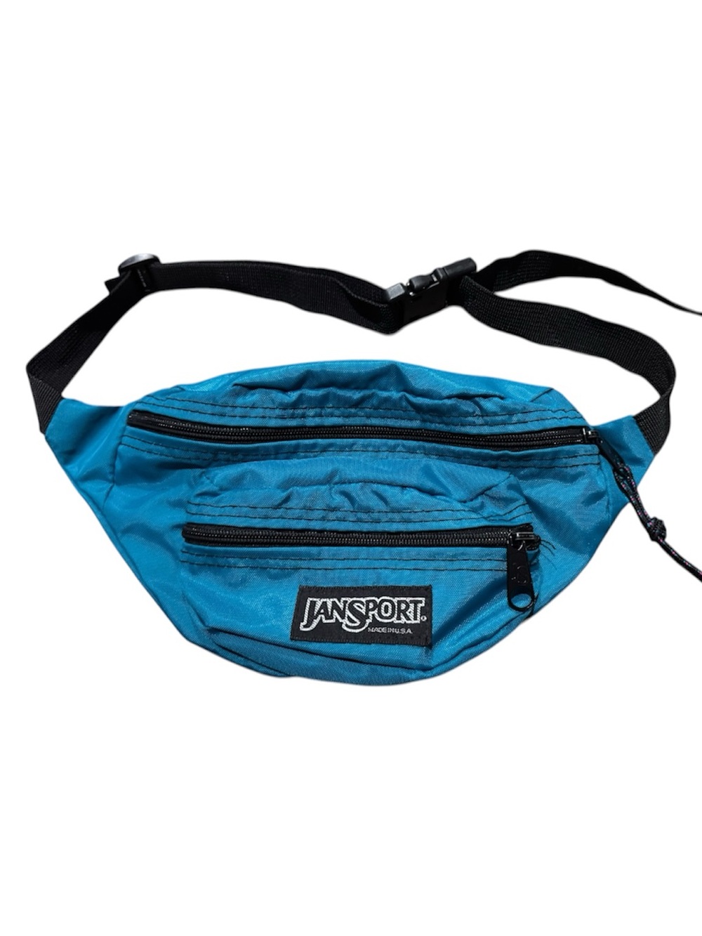 Vintage 90's Jansport Hip Belt Bag Made in USA Teal Green Nylon Zip Fanny Pack